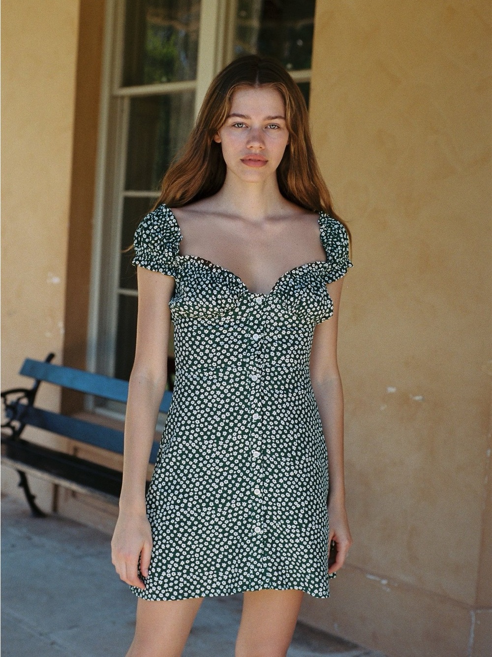 With Jéan Isabelle Green Floral Mini Dress Size S